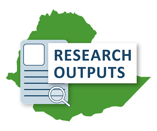 Ethiopia map outline with text 'Research outputs'